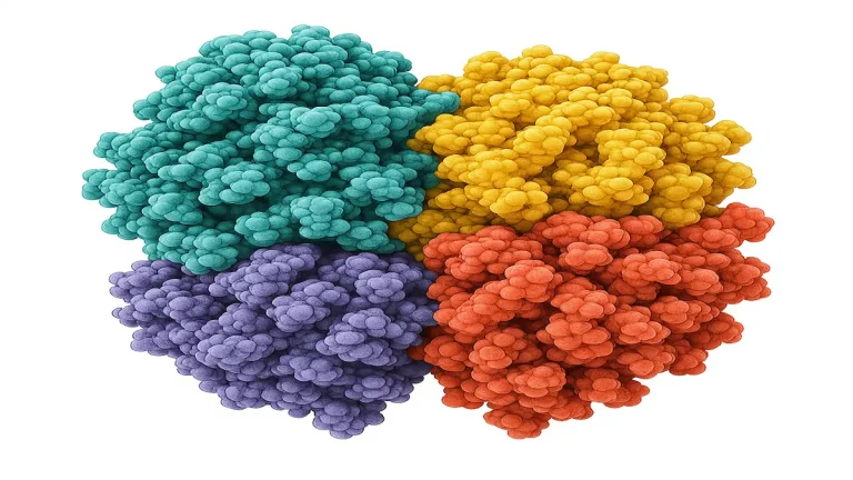 Représentation 3D en couleurs de la structure moléculaire des transaminases ASAT